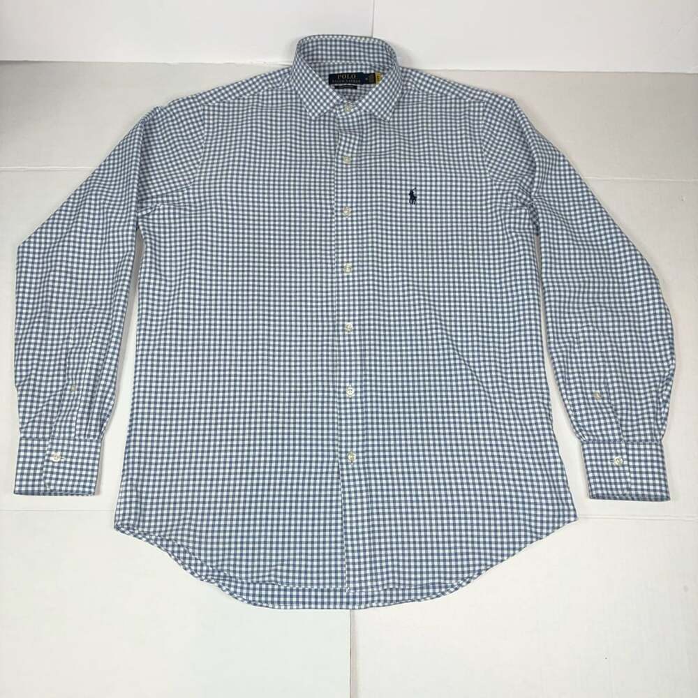 Polo Ralph Lauren Men's Blue White Gingham Long Sleeve Button Down Shirt Size M